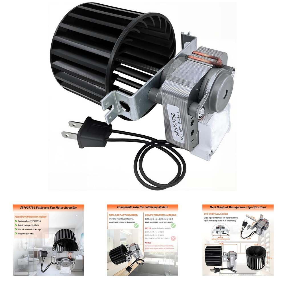 Bathroom Fan Motor Assembly for Bulb Ceiling Heater 164 E G J K L M 162 E G J K